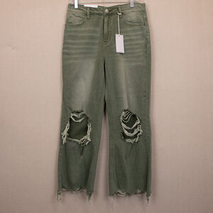 Vervet Leslie 90s vintage crop flare army green jeans-27